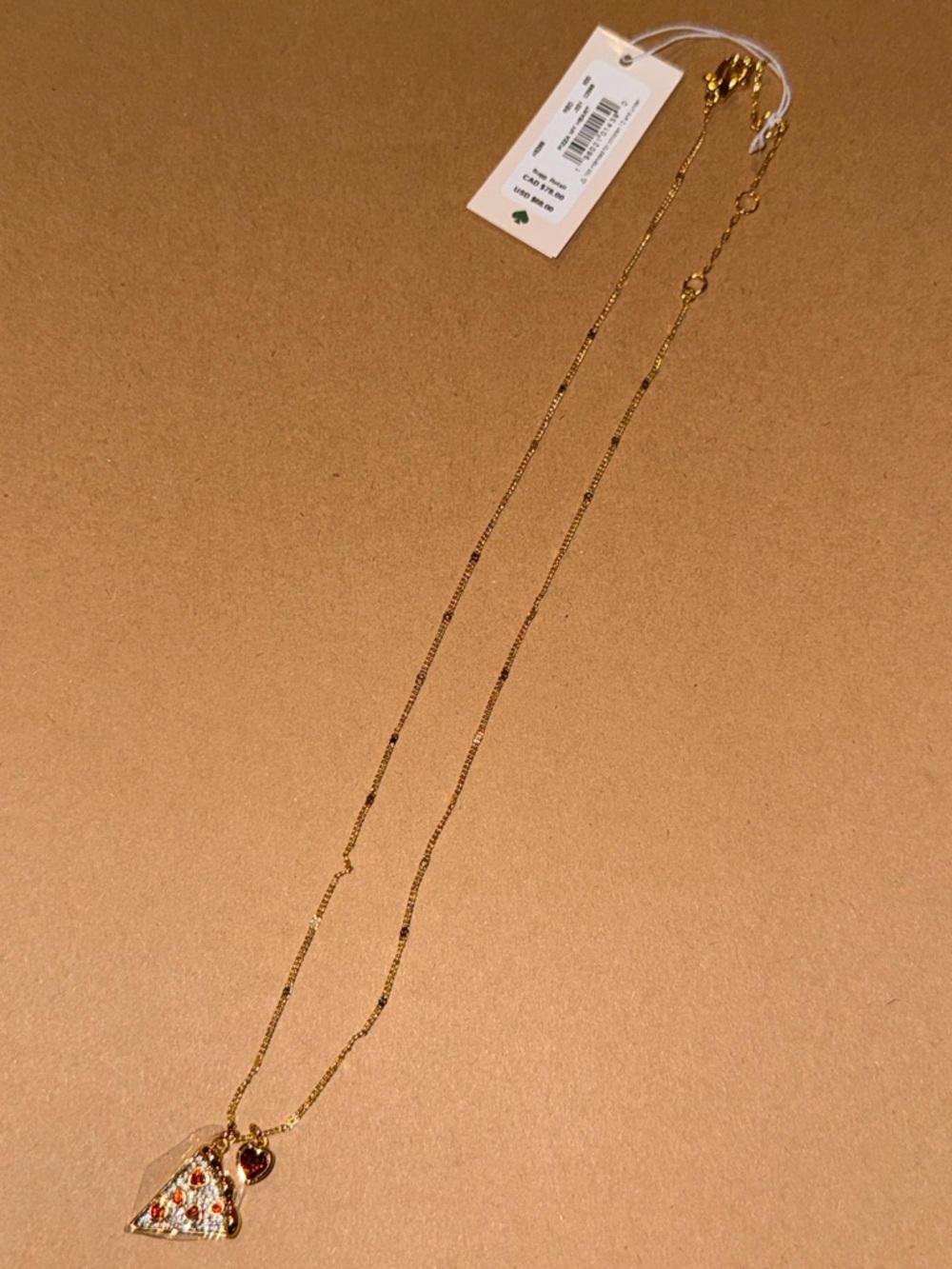kate spade Gold-Tone Pizza Slice Pendant Necklace with Red Heart Accent